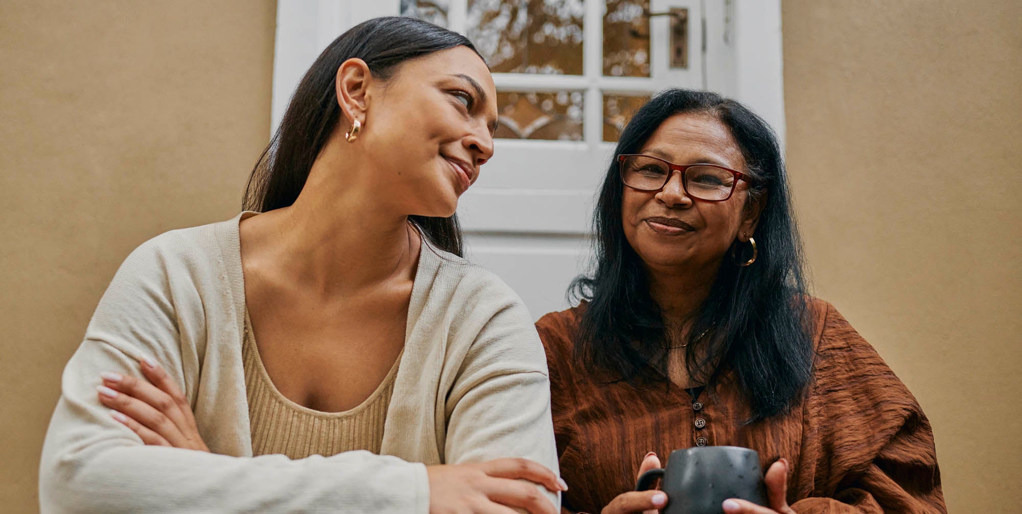 Mother and daughter talking