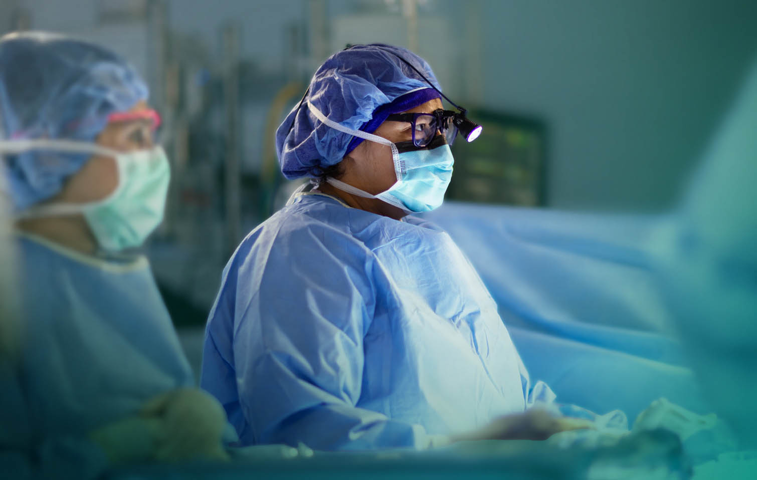 Breast surgeons performing surgery