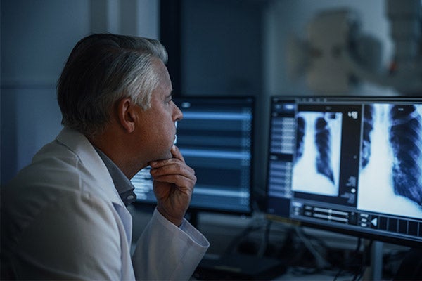 Doctor looking at imaging results