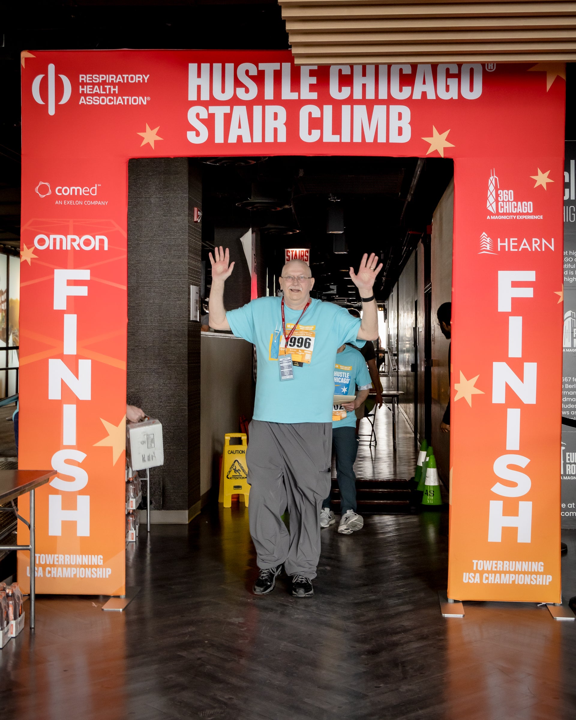 Mark celebrates completing Hustle Chicago
