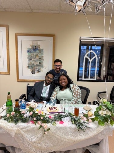 Loyola staff organized patient Darren Wiley’s wedding to his fiancé, Ivy, at the hospital. 