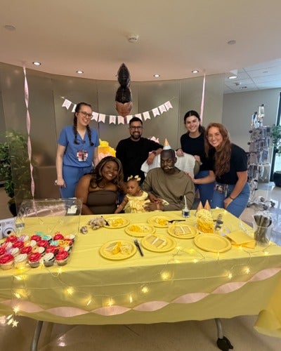 Loyola nursing staff organized a one-year wedding anniversary and party for the couple’s daughter. 