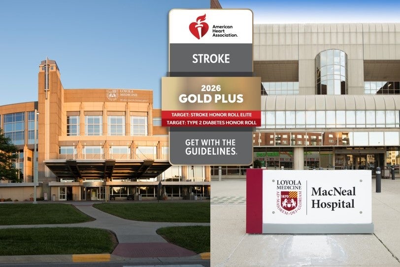 Blog header image featuring Loyola University Medical Center, and MacNeal Hospital and several awards mentioned in the brief