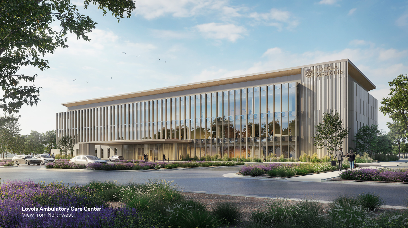 Render showing the northwest side of the building