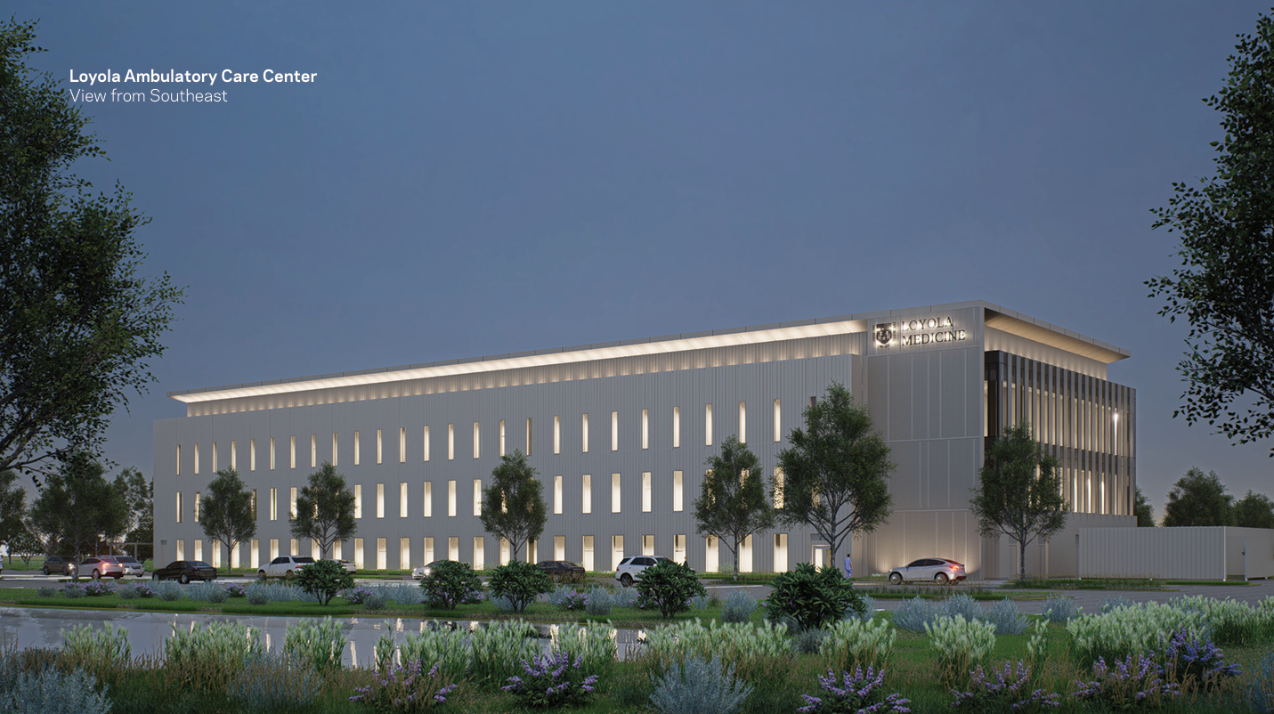 Render showing the southeast side of the building