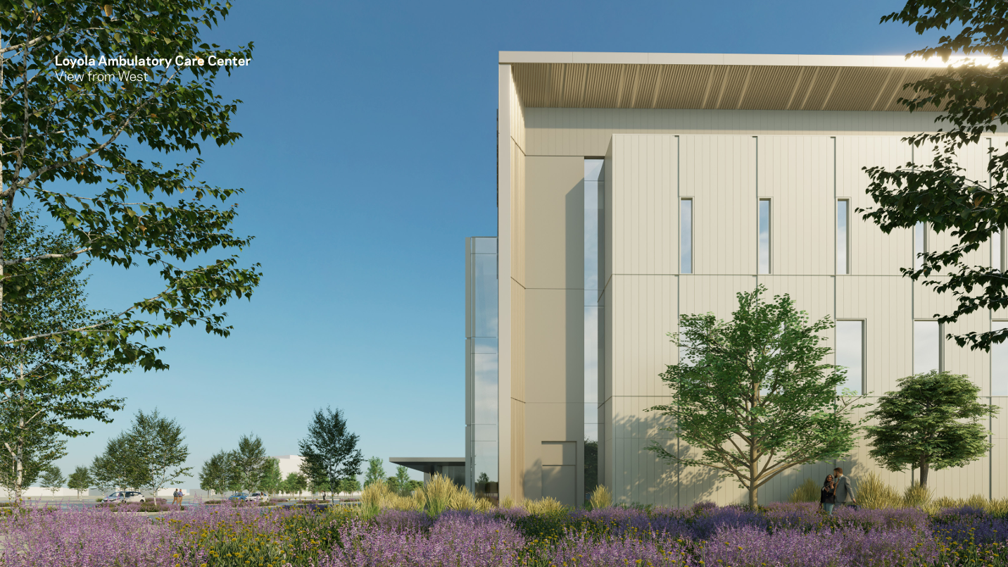 Render showing the west side of the building