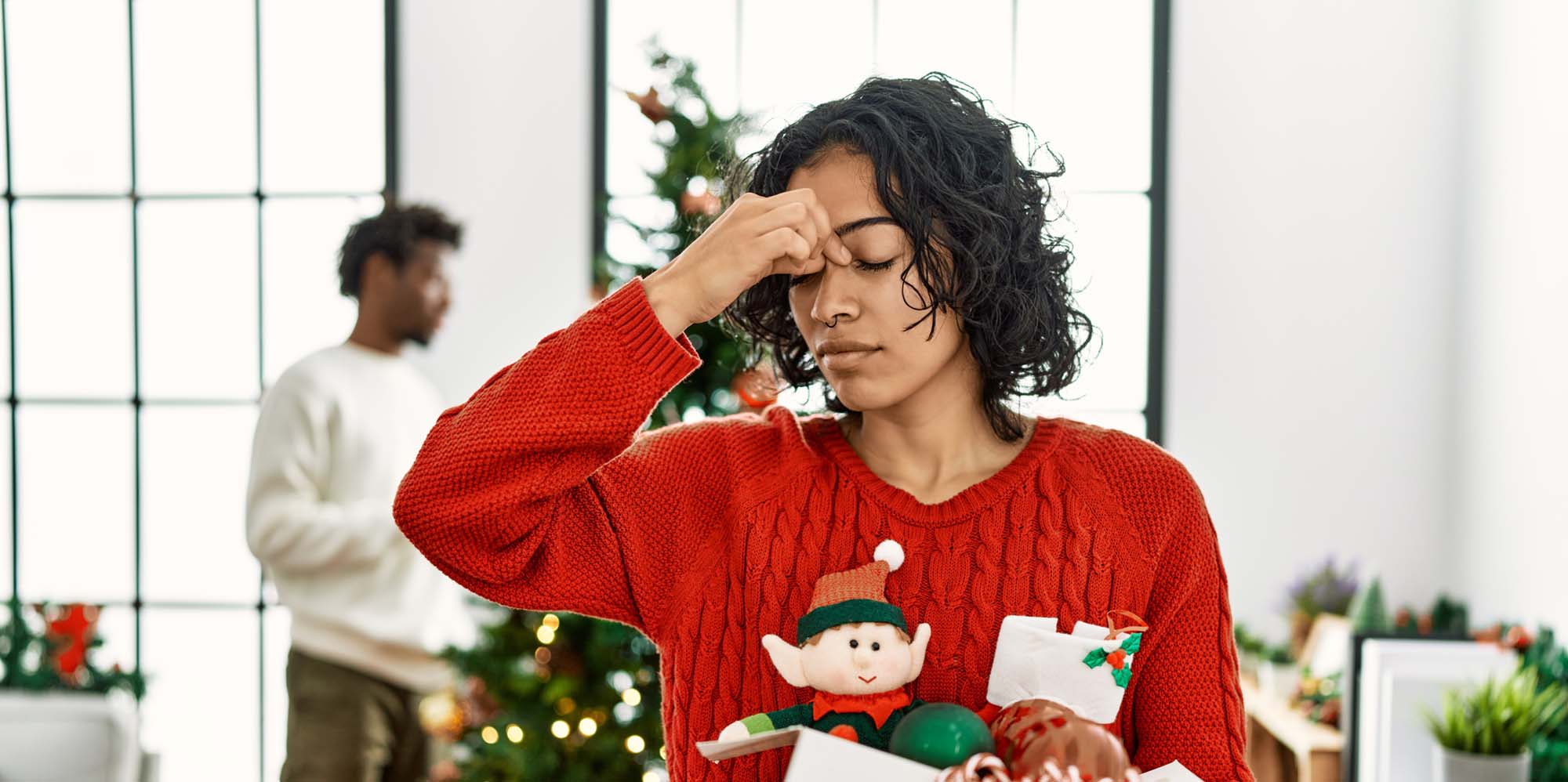 Person stressed out during holidays