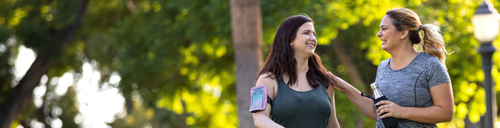 Women walking in park