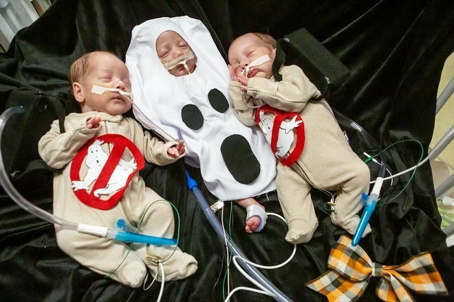 NICU babies dressed for Halloween