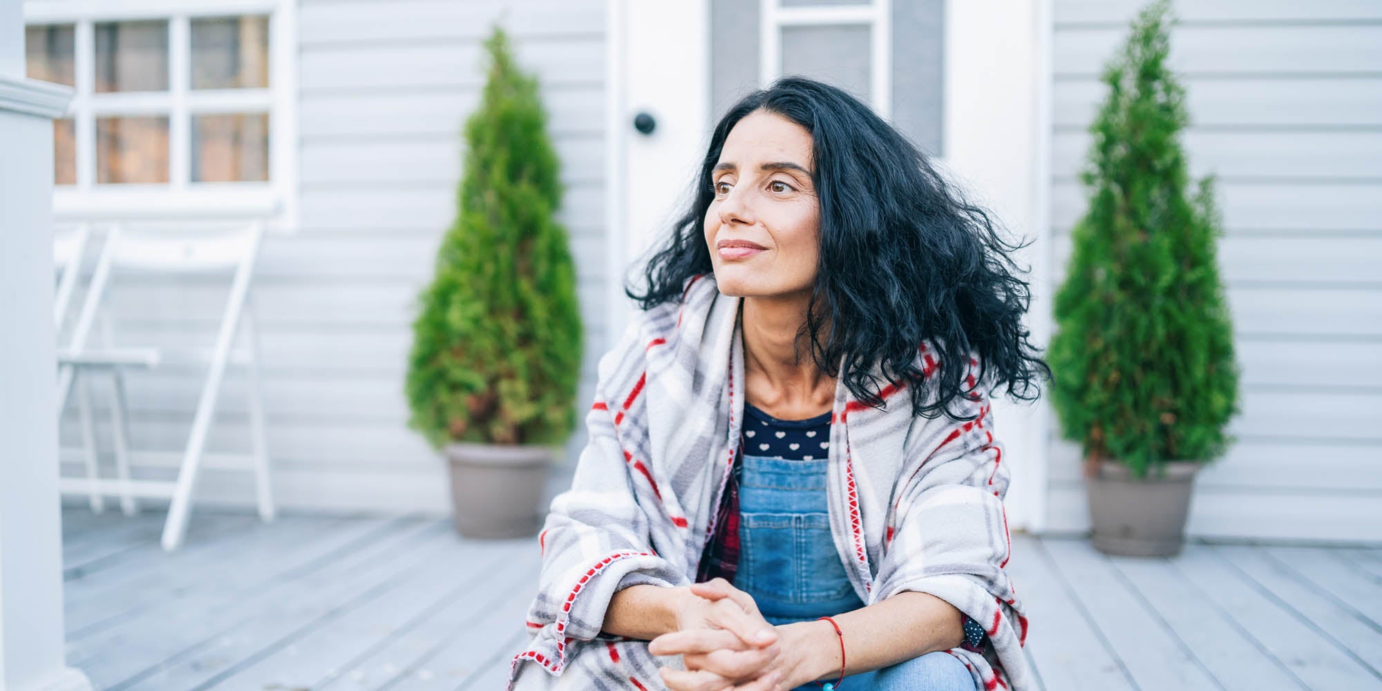 Woman in thought outside